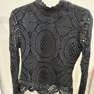 NWT Lace overlay Black top